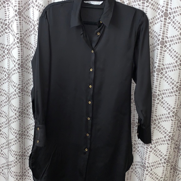 ZARA Satin Effect Button Down‎ Dress - Blouse - Picture 4 of 13